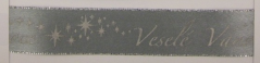 Atlasová stuha oboulící s vánočním motivem a nápisem  2,4cm/20m