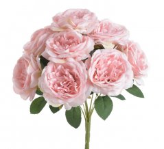Kytice umělých růží s listy, květ Ø 12cm/celkem dl.38 cm