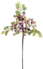 Umělá větvička hlohu s bobulemi a listy, dl. 32cm _163