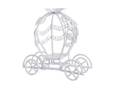 Kovová dekorace kočár H6,5cm, L6cm - bílý