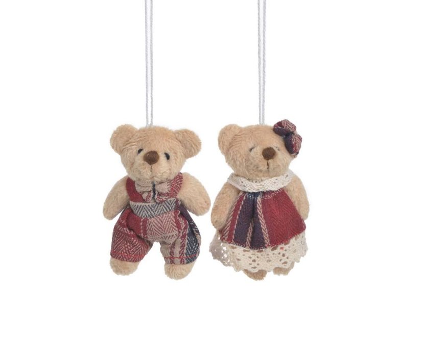 Závěsná dekorace medvídek 5cmLx2,5cmWx8cmH - 2ks