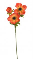 Umělý anemon 2 květy s listy - květ Ø 9 cm, dl. celkem 56 cm