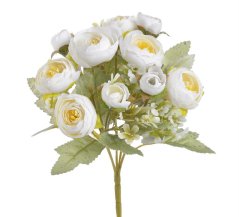 Kytice umělých ranunculusů, 5 květů Ø 4cm a 5 poupat dl.celkem 30cm
