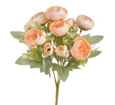 Kytice umělých ranunculusů, 5 květů Ø 4cm a 5 poupat dl.celkem 30cm