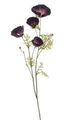 Umělý kvetoucí vlčí mák s listy, květ Ø 8cm, dl. 72cm