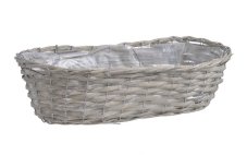 Proutěný obal na květináč šedý oválný – 40 × 20 × 12 cm