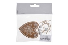 Dekorace malované korkové srdce závěs 5,5cmLx0,3cmWx6cmH - 4ks