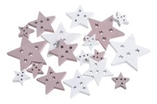 Vánoční dekorace  dřevěná hvězda mix velikosti 2,5/5/7cm - 18ks