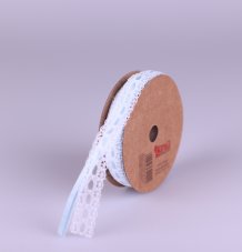 Dekorační saténová stužka s krajkou 1,5cm/ dl. 10m