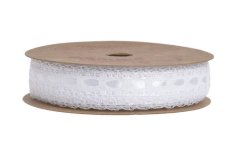 Saténová dekorační stuha s krajkou 1,5cm/dl.10m