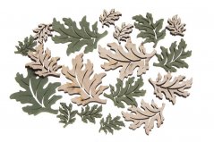 Podzimní dekorace - dubové listy .2cmLx0,5cmWx3cmH,4cmLx0,5cmWx5cmH,5,5cmLx0,5cmWx7cmH - 18ks