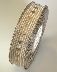 Kostková stuha se srdíčkovým vzorem a drátkem 2,5cm/25m