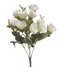 Kytice umělých růžiček s doplňky a listy, květ Ø 3cm/dl. celkem 30cm