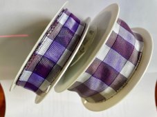 Dekorační stuha s kostkovým vzorem a drátkem 4cm/20m