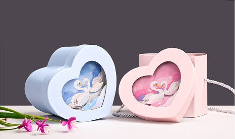 Dárkové krabičky ve tvaru srdce s poutkem 14,5x13xH11,8cm - 4 ks, mix barev