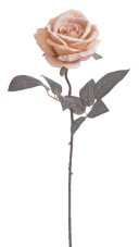 Umělá rozkvetlá velvetová růže, hlavička Ø 9cm/celkem dl. 50 cm