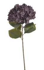 Umělá hortenzie s listy, hlava Ø 20cm, dl.80cm