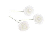 Hlavička pěnové růže na drátku 3,5/10cm - 12ks