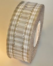 Kostkovaná stuha se vzorem a drátkem 4cm/25m