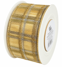 Kostková stuha s metalickým efektem a drátem 40 mm × 25 m
