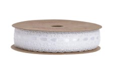 Saténová dekorační stuha s krajkou 1,5cm/dl.10m