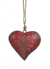 Dekorace - plechové barvené srdce s ornamenty12x11cm..12cmLx2,5cmWx10,5cmH
