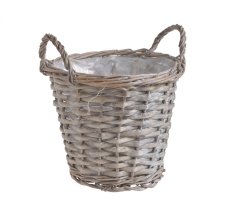 Dekorace košík s uchy a s igelitem uvnitř Ø 21cm x  H17cm