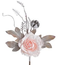 Zápich umělé růže s přízdobami, květ Ø 8cm, zápich celkem 25cm _54