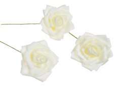 Svazek hlaviček pěnových růží na drátku Ø8cm/dl.13cm - 8ks