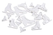 Vánoční dekorace dřevěné brusle 6,5cm/ 4,5cm / 2,5cm mix velikostí - 18ks