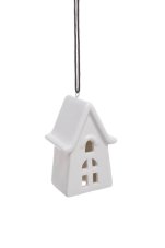 Dekorace domek porcelán 5,5cmL x 5,5cmW x 8,5cmH - závěs