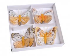 Dekorační motýl z peří na klipu 8cm - 8ks