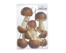 Dekorační houby na zápich hnědé 17 cm / 14 cm, sada 9 ks