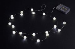 Vánoční dekorace LED ledové kouličky Ø 1,5cm, 20 ks délka 1,5 m  - 3 x AA - studená barva