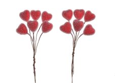 Dekorace srdce v cukru na drátku, srdce 2cm/dl.6cm -12ks