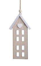 Dekorace dřevěný domek 10xmL x 2,3cmW x 21cmH - závěs