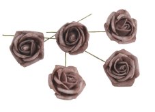 Hlavička pěnové růže na drátku 3,5/10cm - 12ks