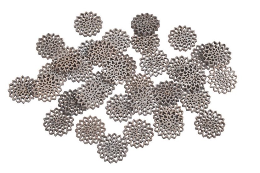 Dekorace dřevěná roseta výseky 2cmØx0,2cmW - 36ks