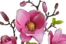 Větvička umělé magnolie s listy 4 květy + 2 poupata, dl. 116cm
