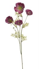 Umělý kvetoucí vlčí mák s listy, květ Ø 8cm, dl. 72cm
