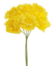 Hlavička pěnové růžičky na drátku Ø 6cm, drátek 25cm - 6ks