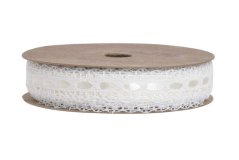 Saténová dekorační stuha s krajkou 1,5cm/dl.10m