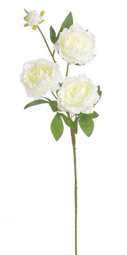 Trs umělých pivoněk s třemi květy a poupětem, květ Ø8cm/dl.75cm