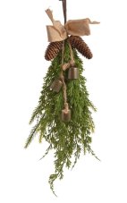 Vánoční závěsná dekorace se zvonky a šiškami, 60 cm