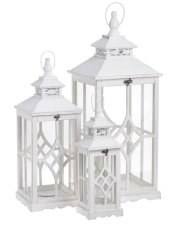 Dřevěná dekorativní lampa 15,5cmLx15,5cmWx44,5cmH, 23cmLx23cmWx60,5cmH, 31cmLx31cmWx79cmH  - set 3ks