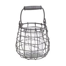Skleněná lampa v drátěném obalu Ø 10 cm x H12 cm