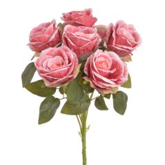 Kytice umělých růží, 7 květů, květ Ø 8cm, dl. celkem 43cm
