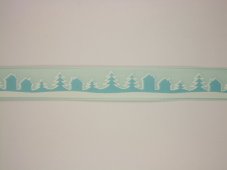 Tkaná stuha s drátem v kraji, zimní motiv 2,5cm/20m