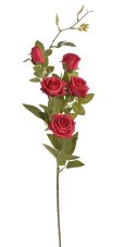 Umělá rozkvetlá růže s třemi květy a poupaty, květ Ø6cm/celkem dl. 85cm