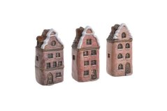 Dekorace keramický domek mix druhů 3,2cmLx2,8cmWx7cmH - 24ks